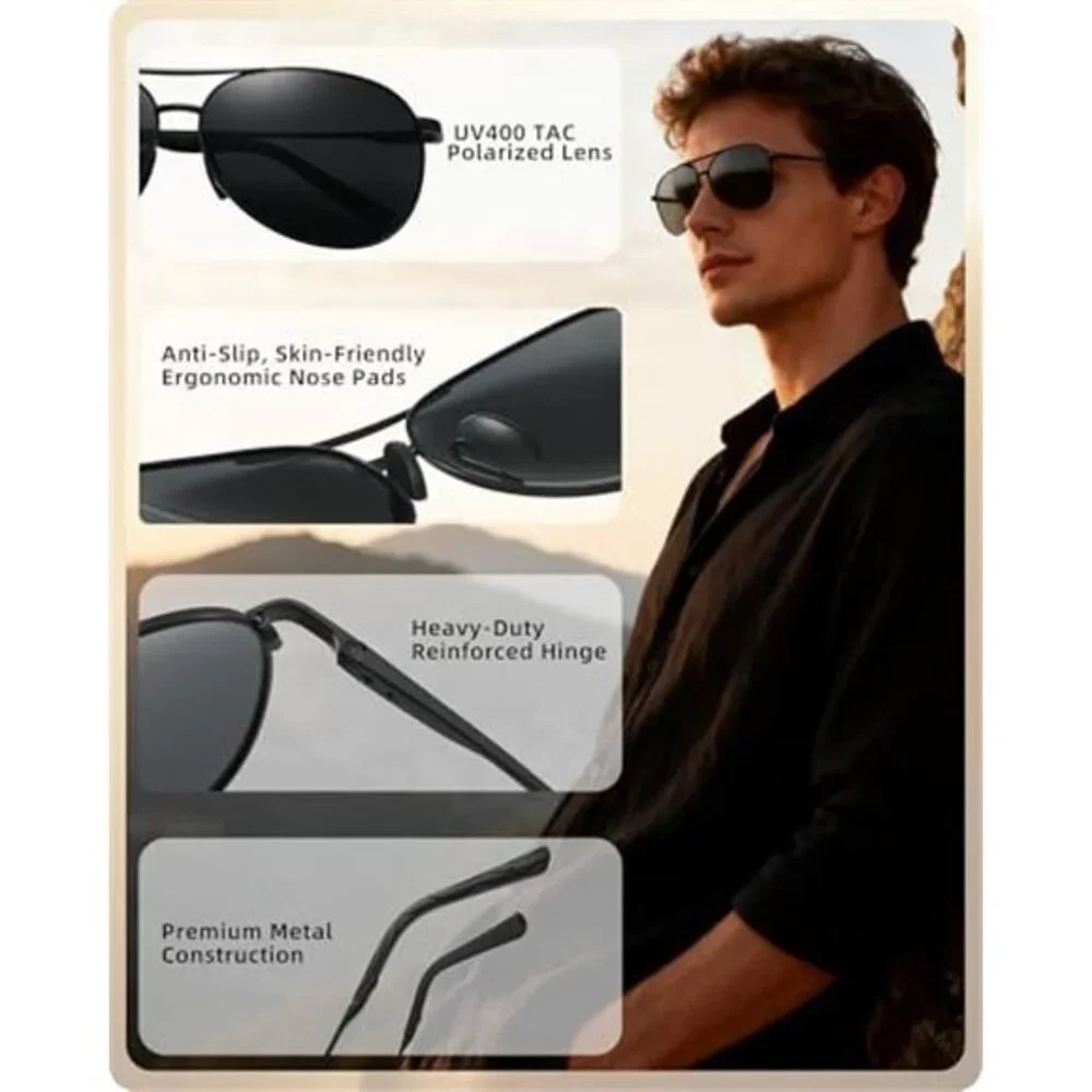 3 Packs Unisex Sunglasses Set Polarized UV400 Protection